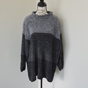 White Stag Charcoal and Black Turtleneck Sweater